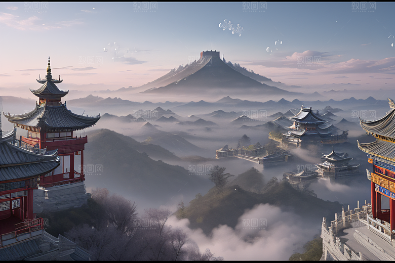 高清画面展示云上绚丽古宫