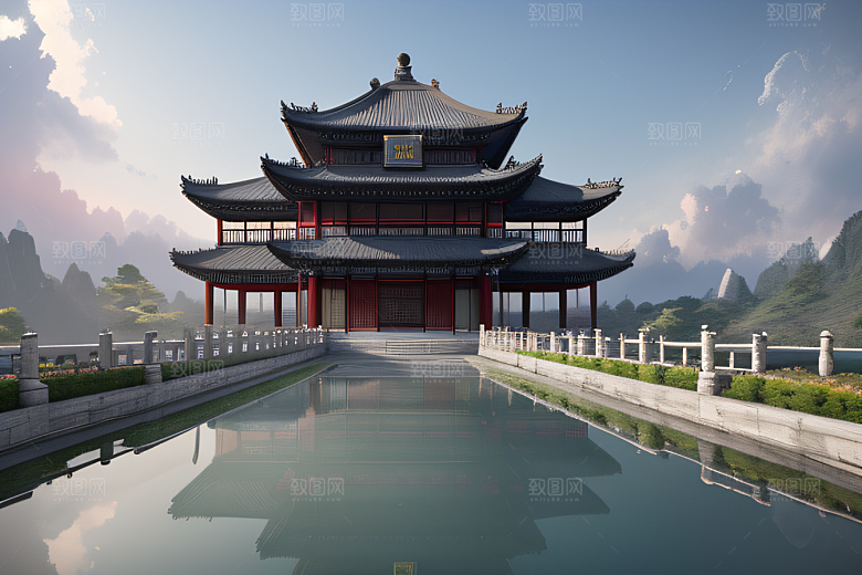 彩色透明水晶泡泡云层层叠叠宫殿