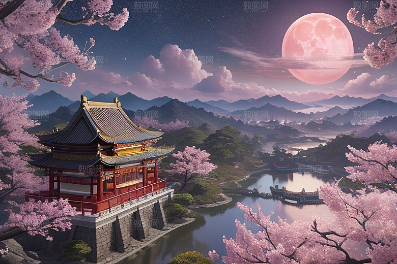 清澈仙境俯瞰神话的明亮世界