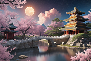 清澈仙境俯瞰神话的明亮世界