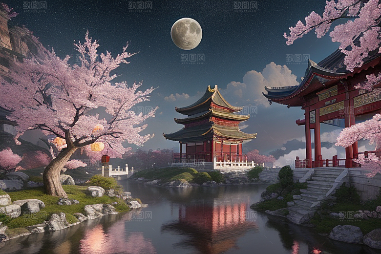 清澈仙境俯瞰神话的明亮世界