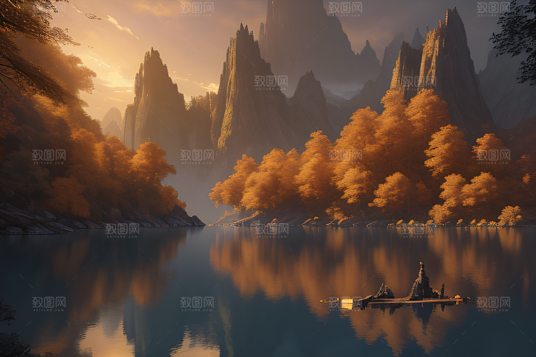 艺术站点热门金秋仙境画作