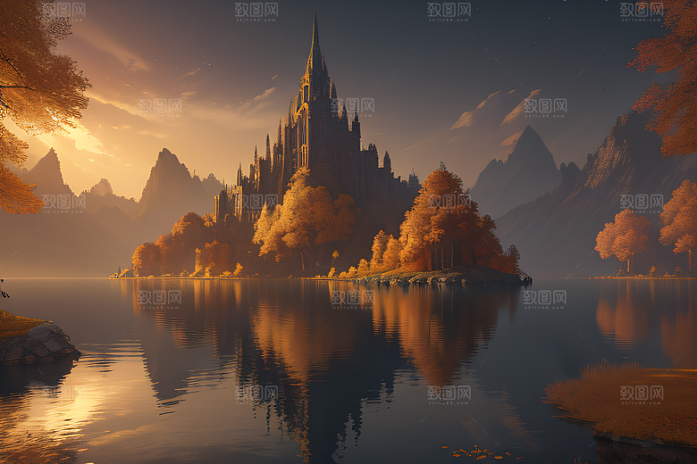艺术站点热门约翰豪风格的仙境画作