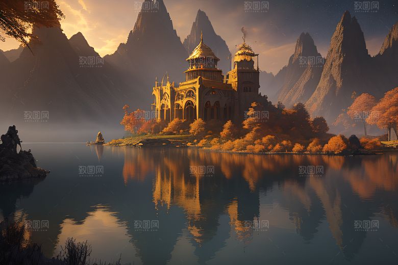 艺术站点热门约翰豪风格的仙境画作