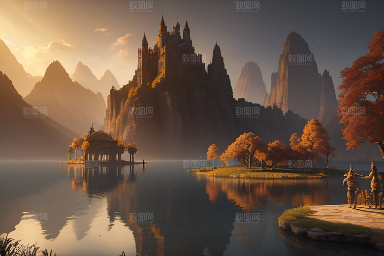 艺术站点热门约翰豪风格的仙境画作