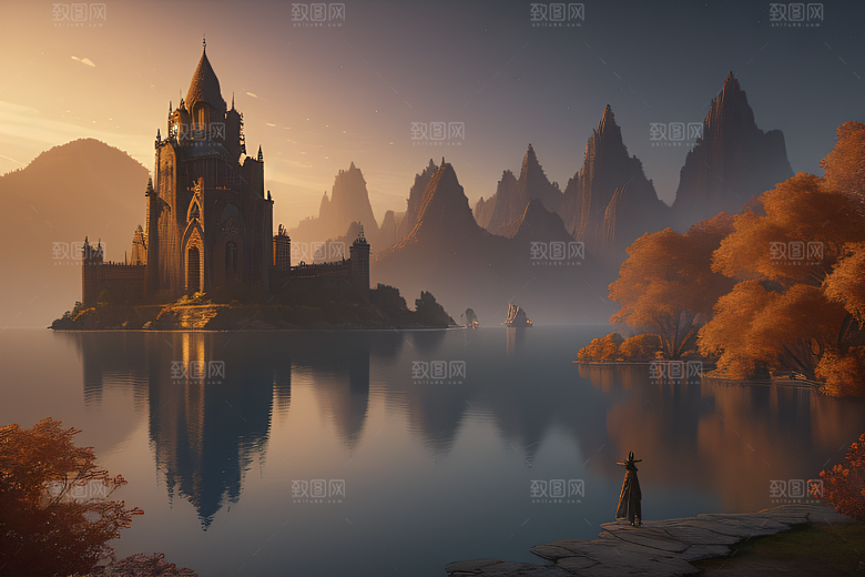 约翰豪风格的金秋仙境画作