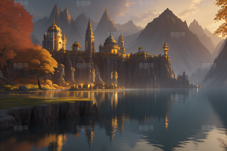约翰豪风格的金秋仙境画作