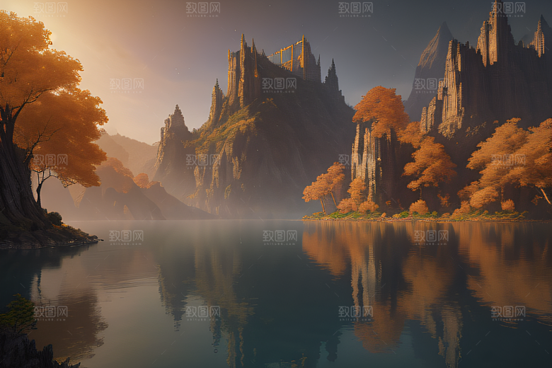 艺术站点热门金秋仙境画作