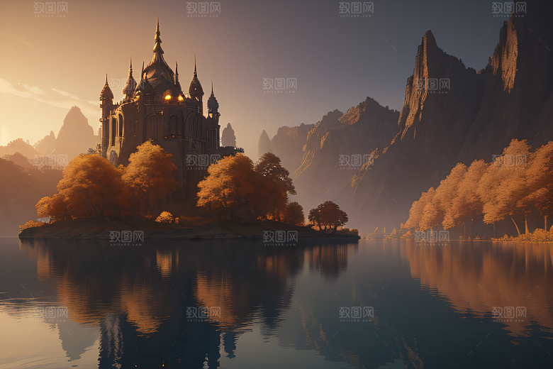 艺术站点热门金秋仙境画作