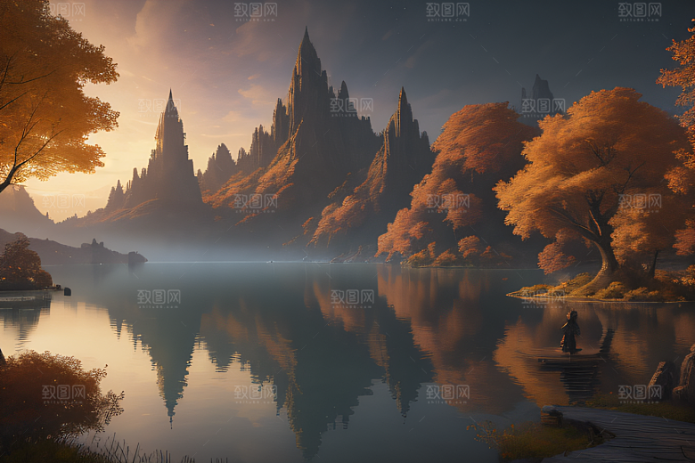 艺术站点热门金秋仙境画作