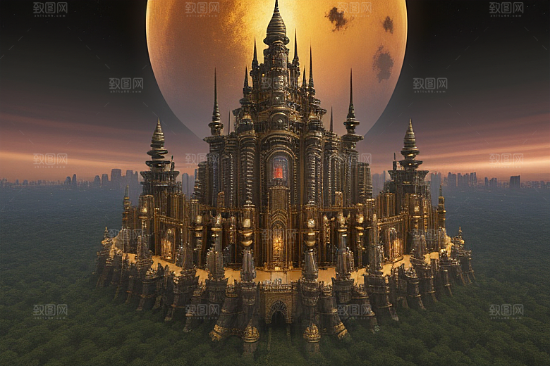 多座宫殿堡垒尽收眼底的空中全景