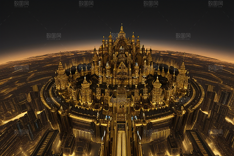 多座宫殿堡垒屹立于空中的壮丽景象