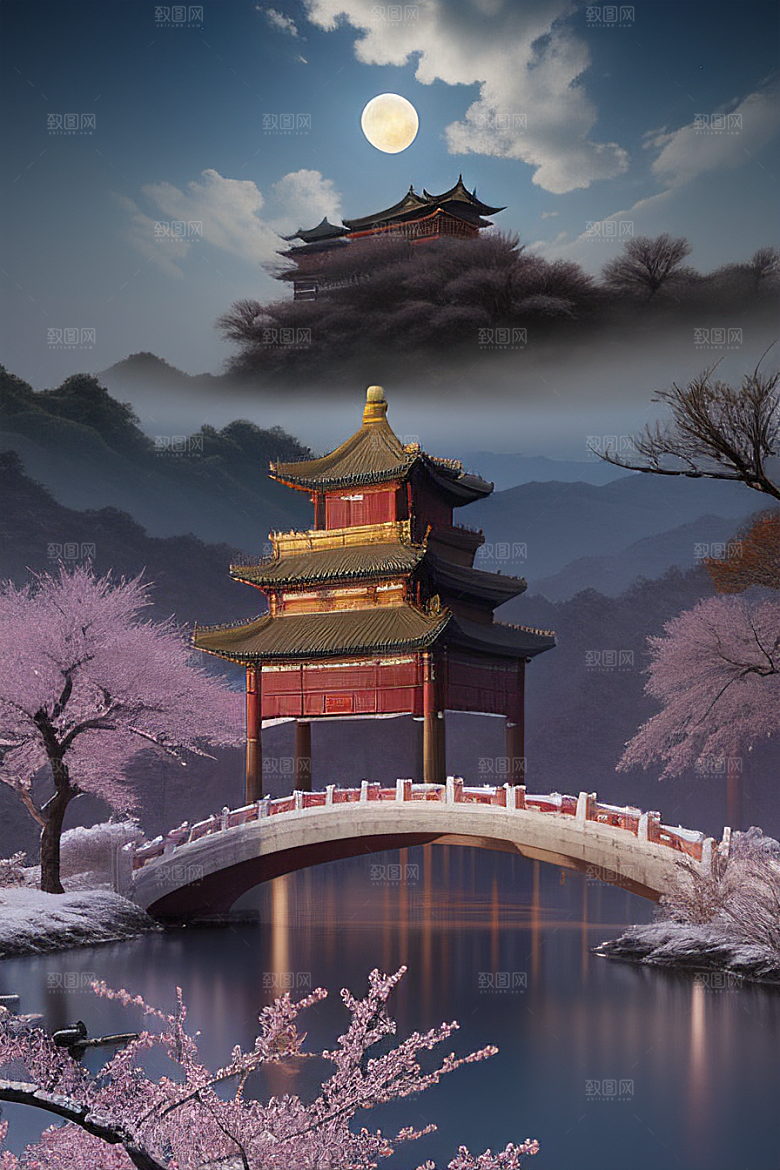神秘的古代宫殿与天堂全景