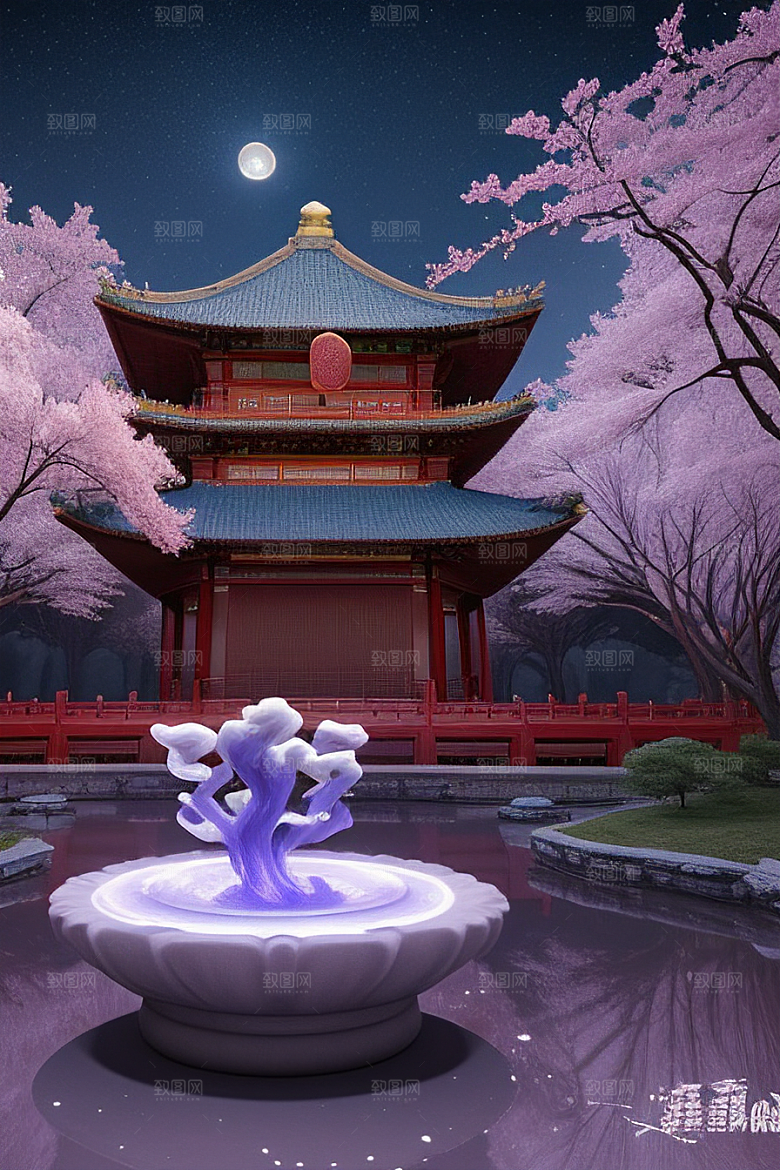 神秘的古代宫殿与天堂全景