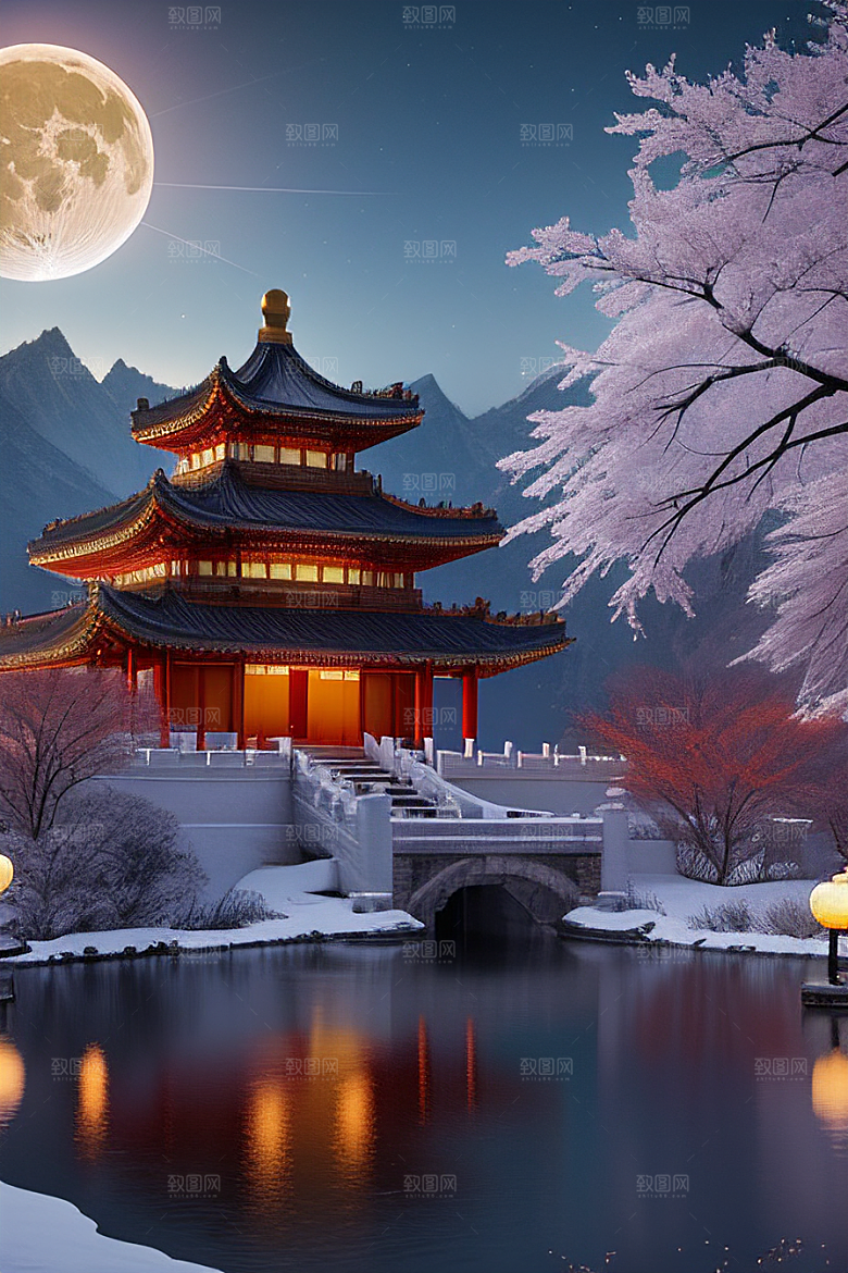 神秘的古代宫殿与天堂全景