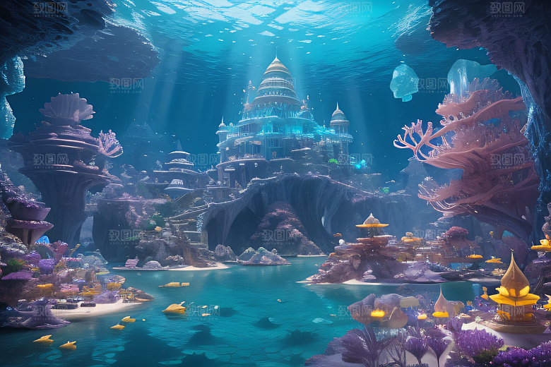 8K精细画面海底仙境的瑰丽景观