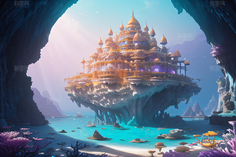 8K精细画面海底仙境的瑰丽景观