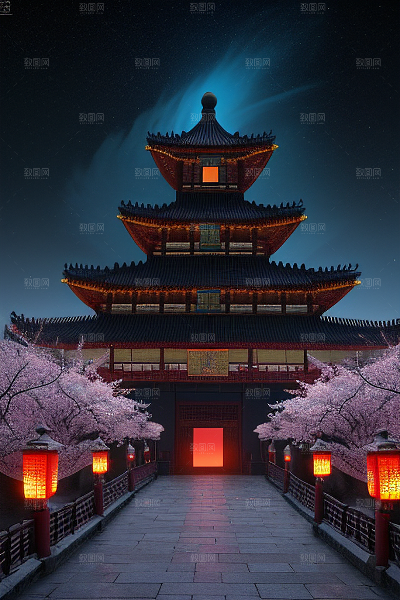 神秘古代宫殿中的天堂氛围与独特光影