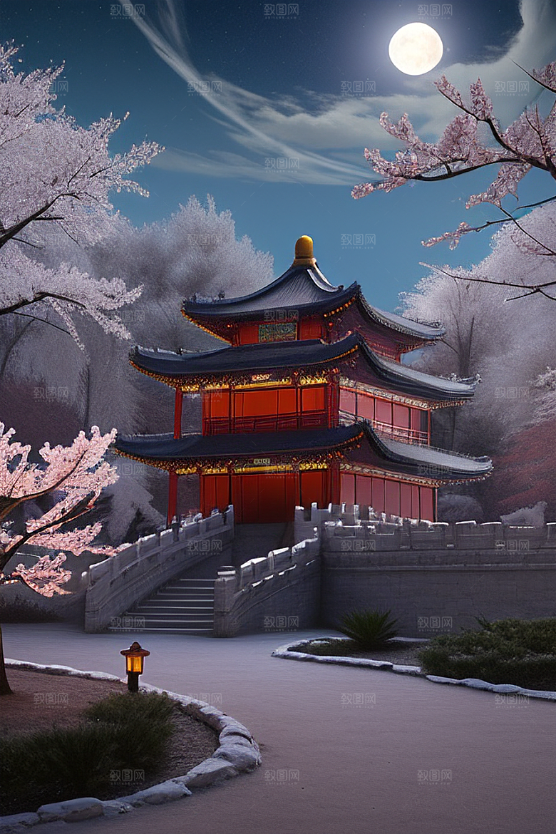 神秘古代宫殿中的天堂氛围与独特光影