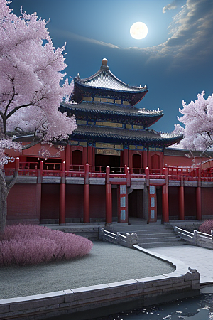 神秘古代宫殿中的天堂氛围与独特光影