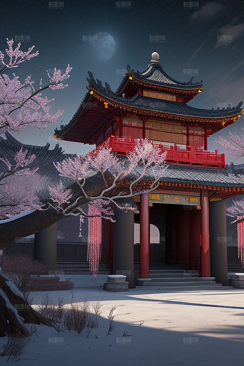 神秘古代宫殿中的天堂氛围与独特光影