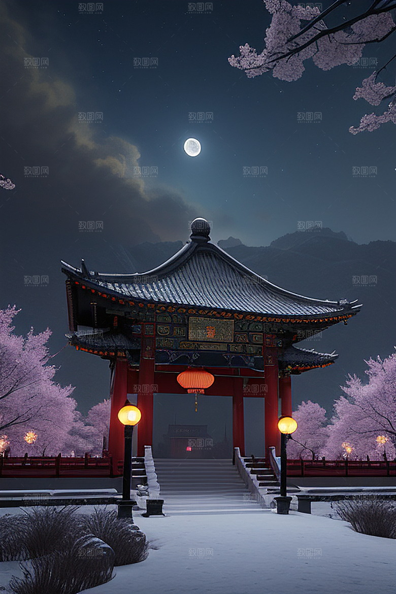 神秘古代宫殿中的天堂氛围与独特光影