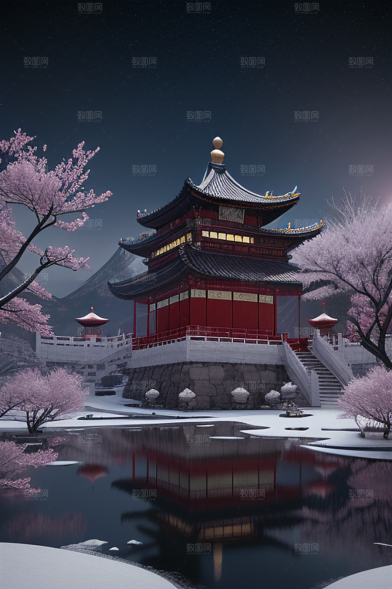 神秘古代宫殿中的天堂氛围与独特光影