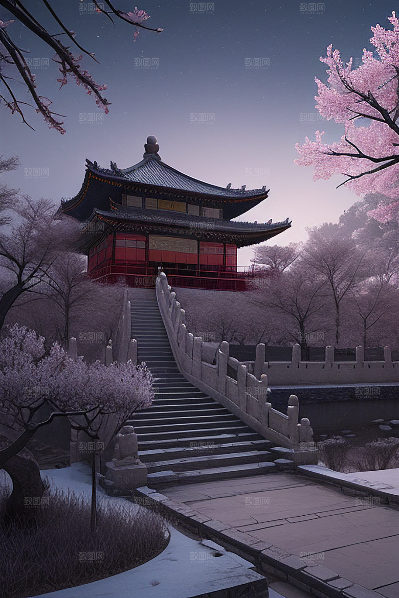 神秘古代宫殿中的天堂氛围与独特光影