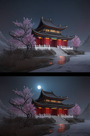 午夜时分的生物发光宫殿