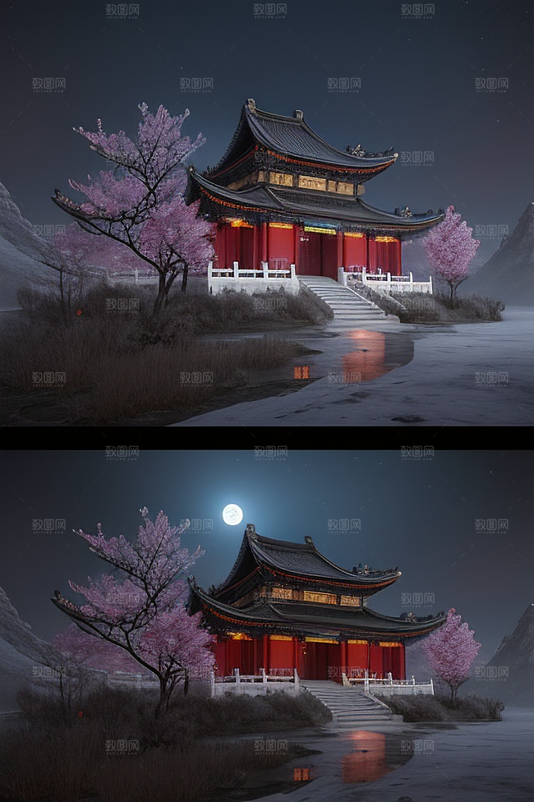 午夜时分的生物发光宫殿