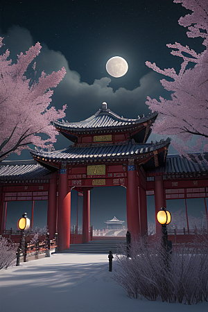 午夜时分的生物发光宫殿