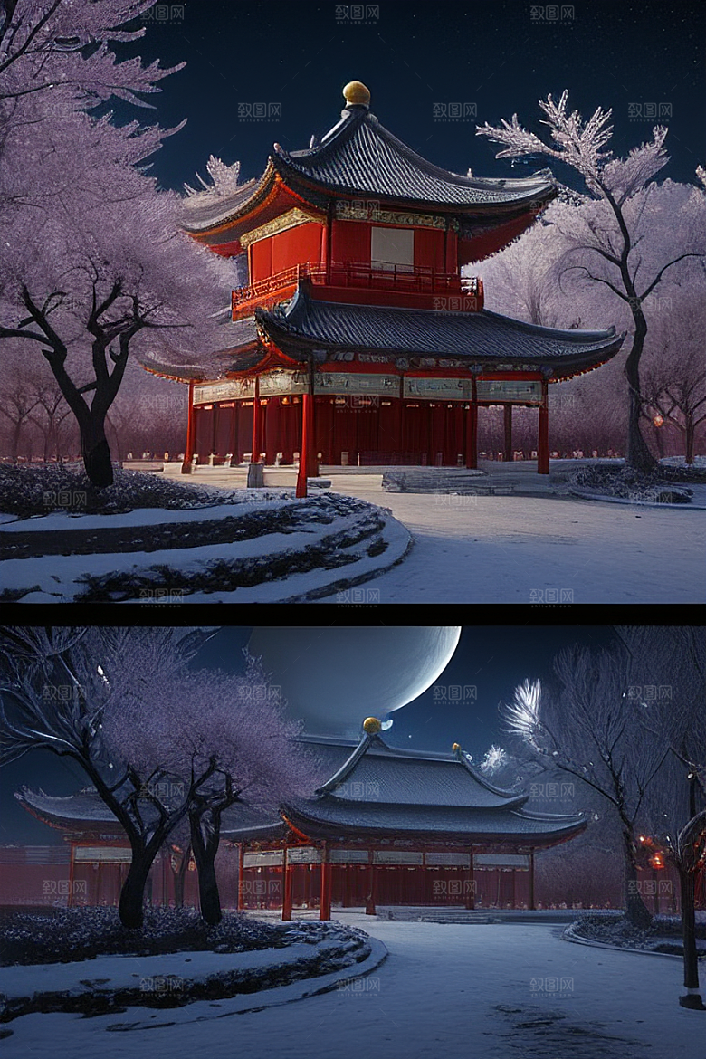 午夜时分的生物发光宫殿