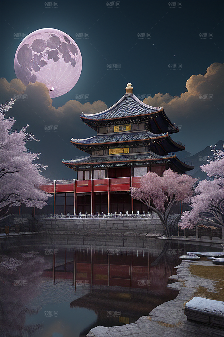 神秘的古代宫殿与天堂全景
