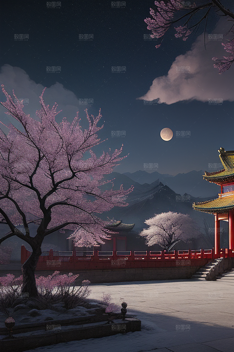 神秘的古代宫殿与天堂全景