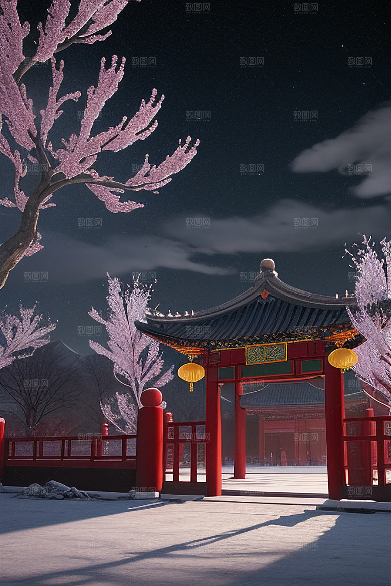 神秘的古代宫殿与天堂全景