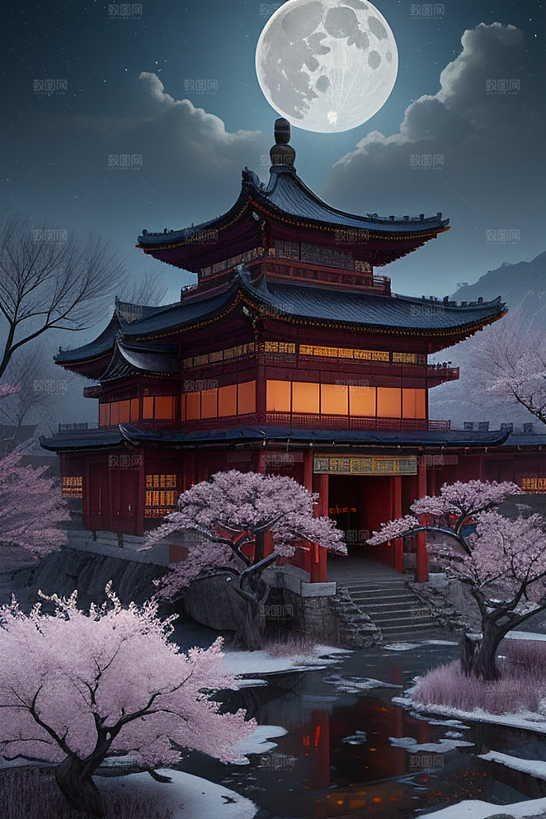 神秘的古代宫殿与天堂全景