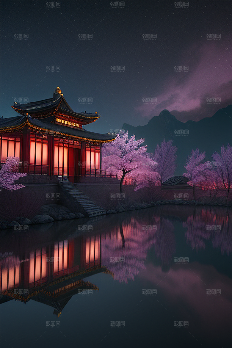 神秘的古代宫殿与天堂全景
