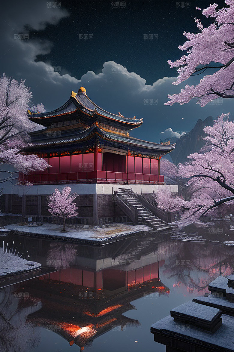 神秘的古代宫殿与天堂全景