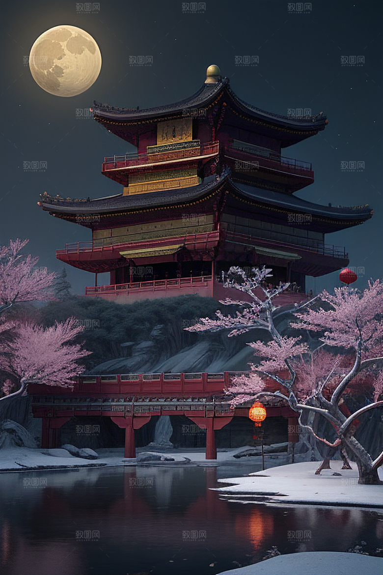 神秘的古代宫殿与天堂全景