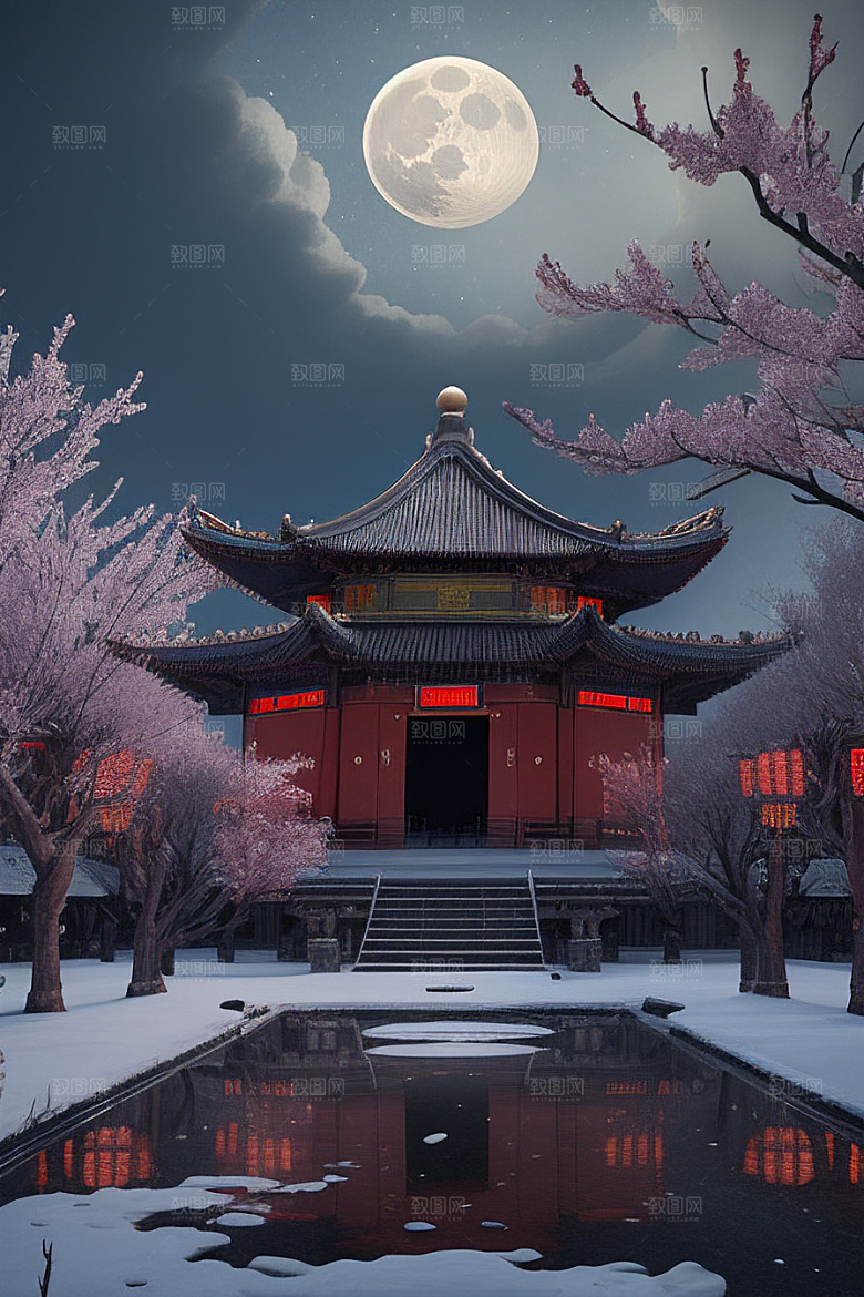 神秘的古代宫殿与天堂全景