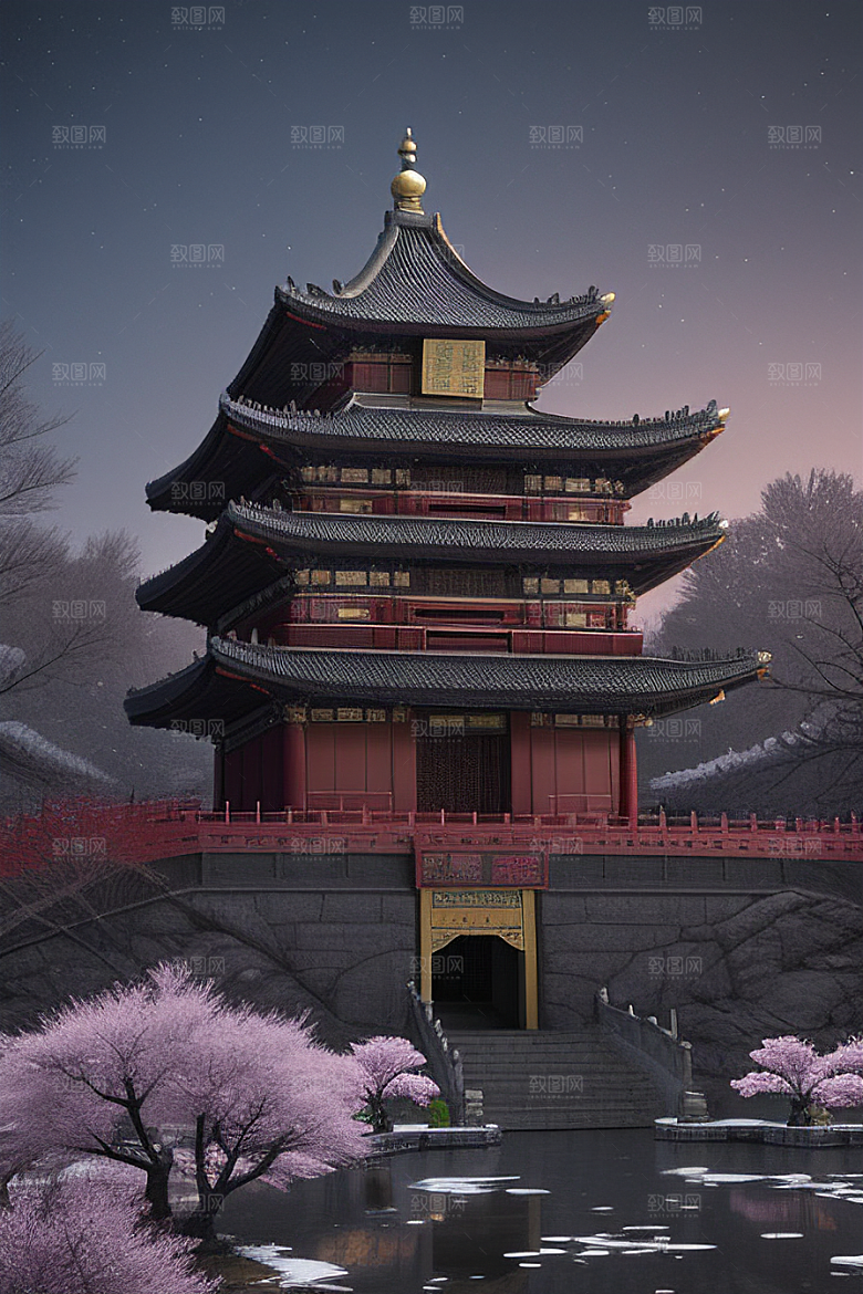 神秘的古代宫殿与天堂全景