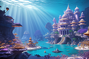 水晶玫瑰绽放海底之下