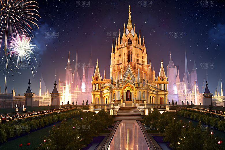 超精细描绘绘画般的水晶宫殿