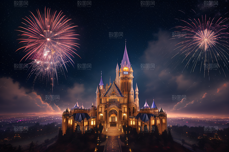 星空仙境细腻描绘的水晶宫殿