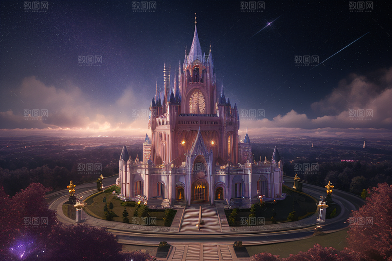星空仙境细腻描绘的水晶宫殿