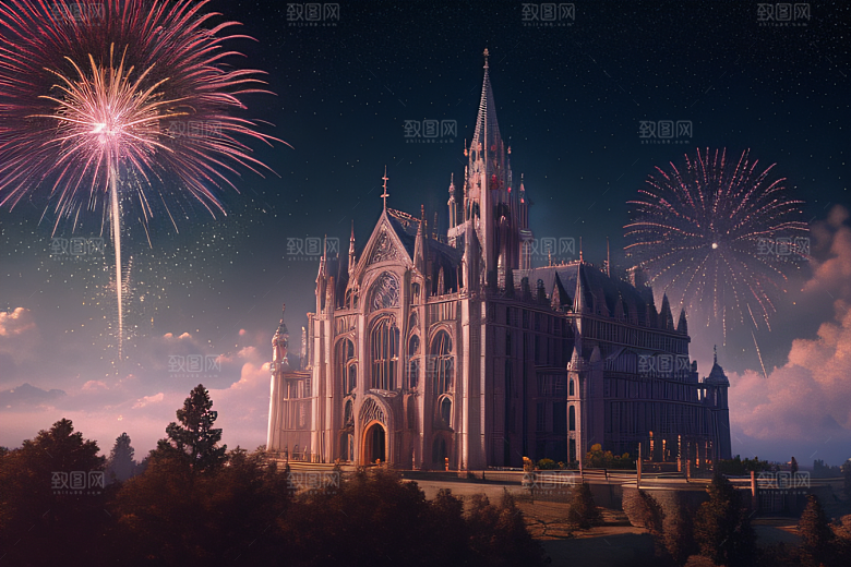 星空仙境细腻描绘的水晶宫殿