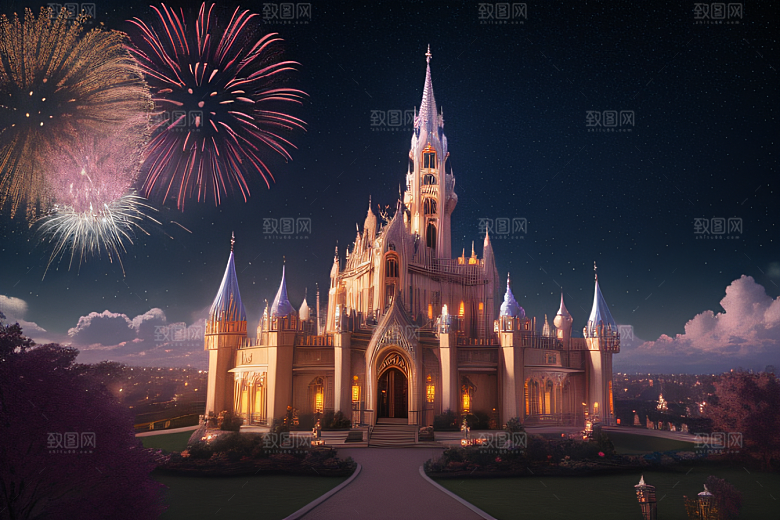 星空仙境细腻描绘的水晶宫殿