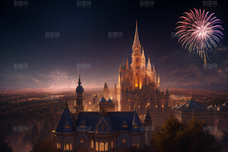 星空仙境细腻描绘的水晶宫殿