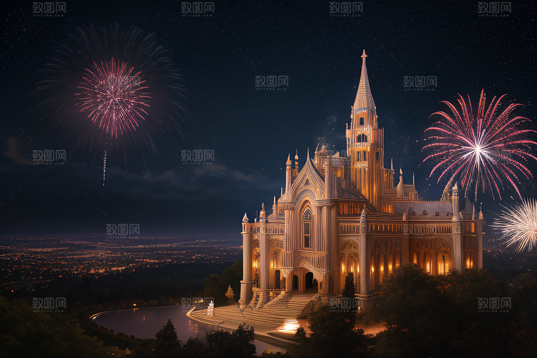 星空仙境细腻描绘的水晶宫殿