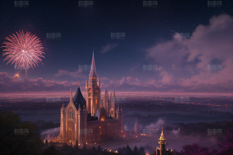 星空仙境细腻描绘的水晶宫殿
